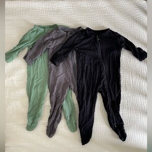 GUISBY Baby 3Pcs Rayon Pajamas, 2 Way Zipper, Long Sleeve Sleepers